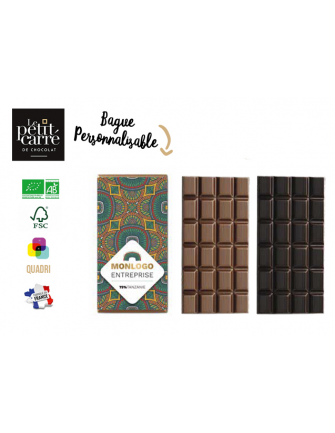 Tablette 90g Gianduja avec bague personnalisable, Le Petit Carré de Chocolat