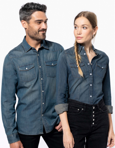 Chemise denim manches longues